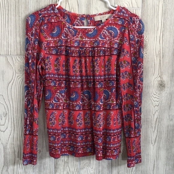 LOFT Petites Bohomian Style Top Long Sleeve XSP - Picture 1 of 7